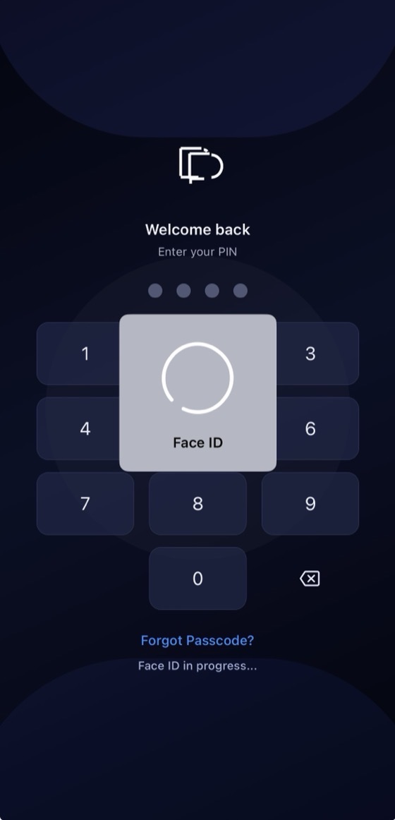 Biometric Face ID unlock